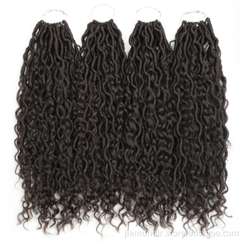 Synthetic Crochet Braids Hair Passion Twist River Goddess Locs Hair Extension Ombre Brown Faux Locs With Curly Hair